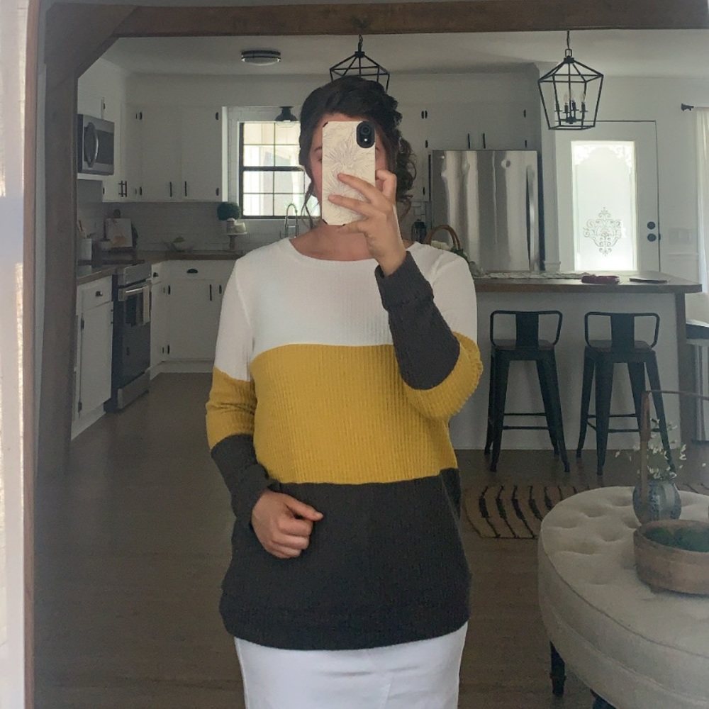 Multicolor waffle knit cool sweater